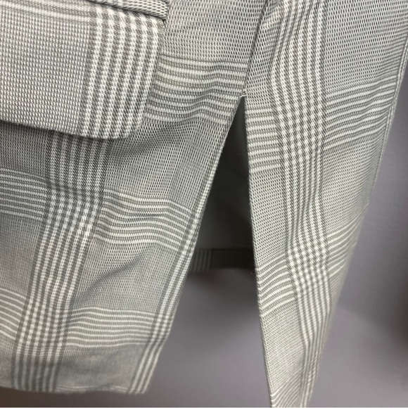 Abercrombie & Fitch Neutral Plaid Academia Preppy Open Front Blazer Large Grey - Picture 5 of 9